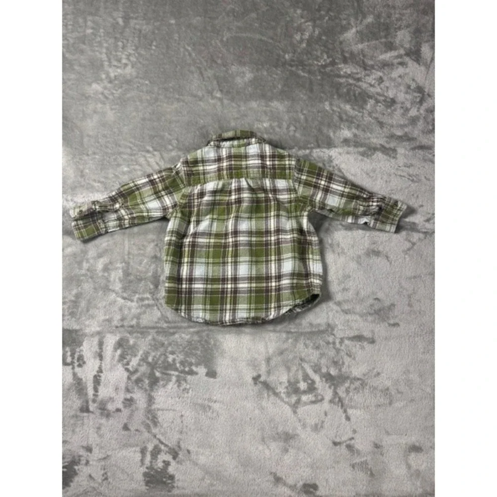 Gymboree Flannel Shirt Boys 12-18M  Plaid Cotton Button Down Long‎ Sleeve